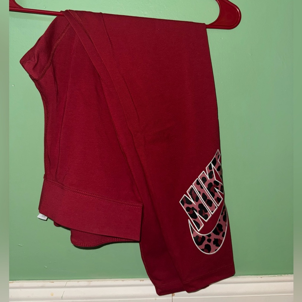 Nike Red Active Leggings with leopard Swoosh
